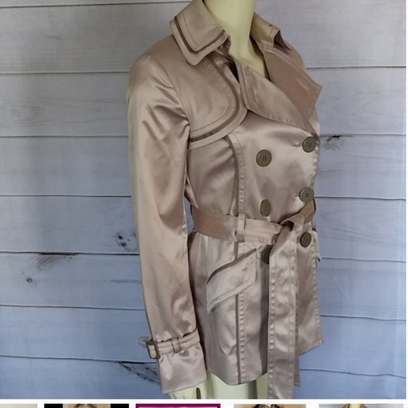 Jessica Simpson trench coat XS satin jacket - Picture 4 of 13